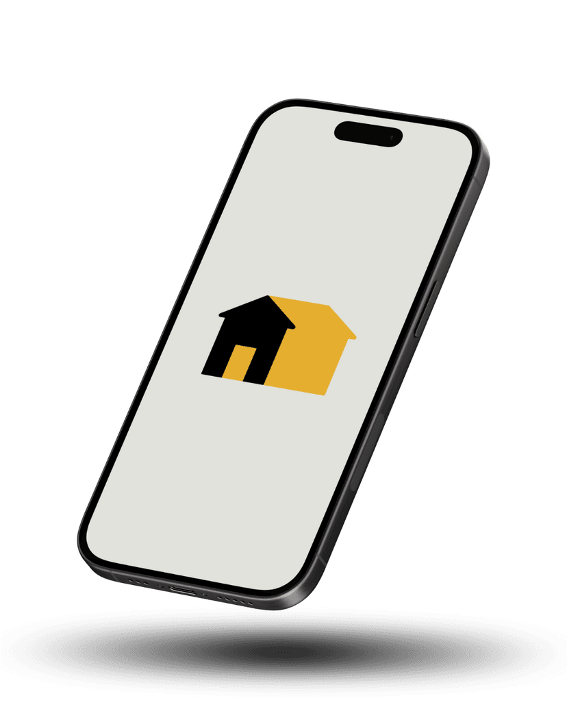 Mockup de la aplicación móvil de Rentablock en un iPhone